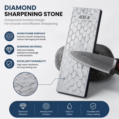 Professional DoubleSided Diamond Sharpener Precision Whetstone Non Slip Base 400Grit for Kitchenand Survival Tools