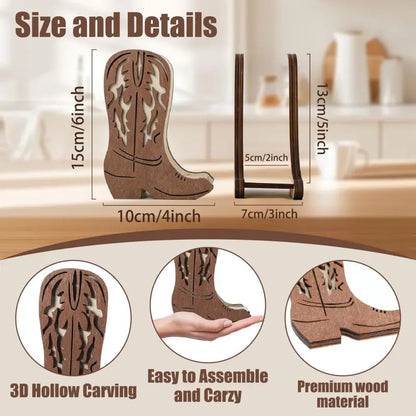2PCS Western Cowboy Boot Shaped Napkin Holder Table Decor