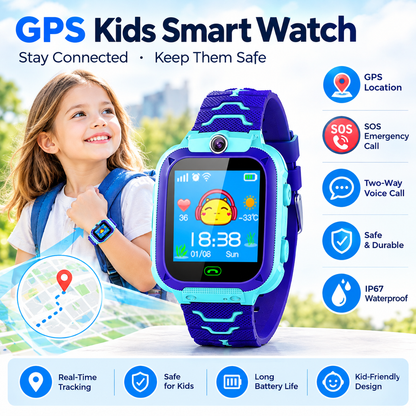 Kids Smart Watch, LBS Positioning SOS Call Watch with Remote Control Camera and Voice Chat