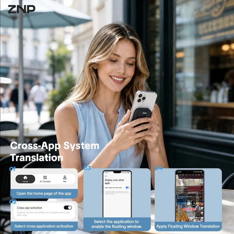 ZNP Z05 Portable Wireless AI Language Translator Pen - Spanish & English Practice Companion, 165-Language Support