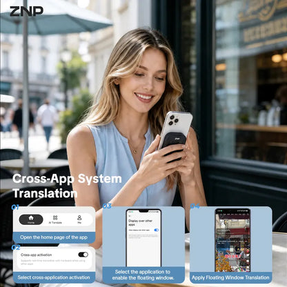 ZNP Z05 Portable Wireless AI Language Translator Pen - Spanish & English Practice Companion, 165-Language Support