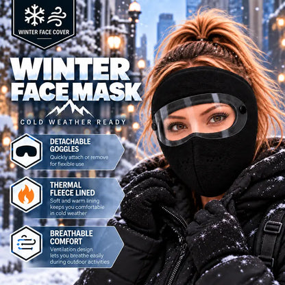 2PCS Winter Face Mask with Detachable Goggles, Windproof Thermal