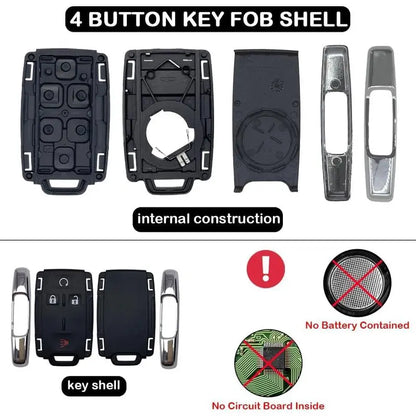 4-Button Keyless Entry Remote Key Fob Shell Replacement