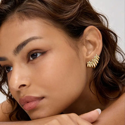 Chunky Hoop Earrings Statement Climber Stud Earrings for Women