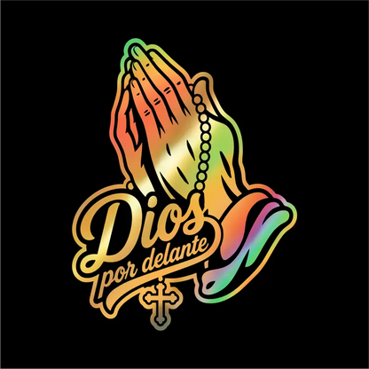 4PCS Dios por delante manos orando Car Sticker – Holographic Religious Faith Vinyl Decal