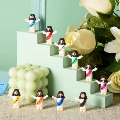 30PCS Mini Jesus Jesus Loves You Rubber Figurines, Tiny Jesus Ornament Decor