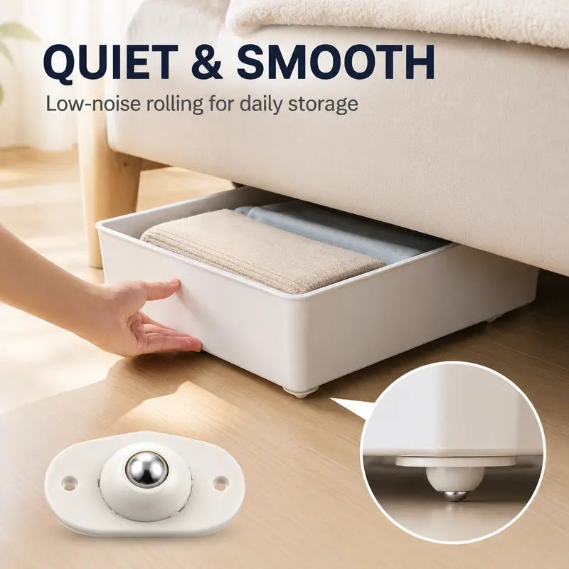 8 Pack Self-Adhesive Mini Caster Wheels, 360° Rotating Stick-On Rollers for Storage Boxes, Small Furniture