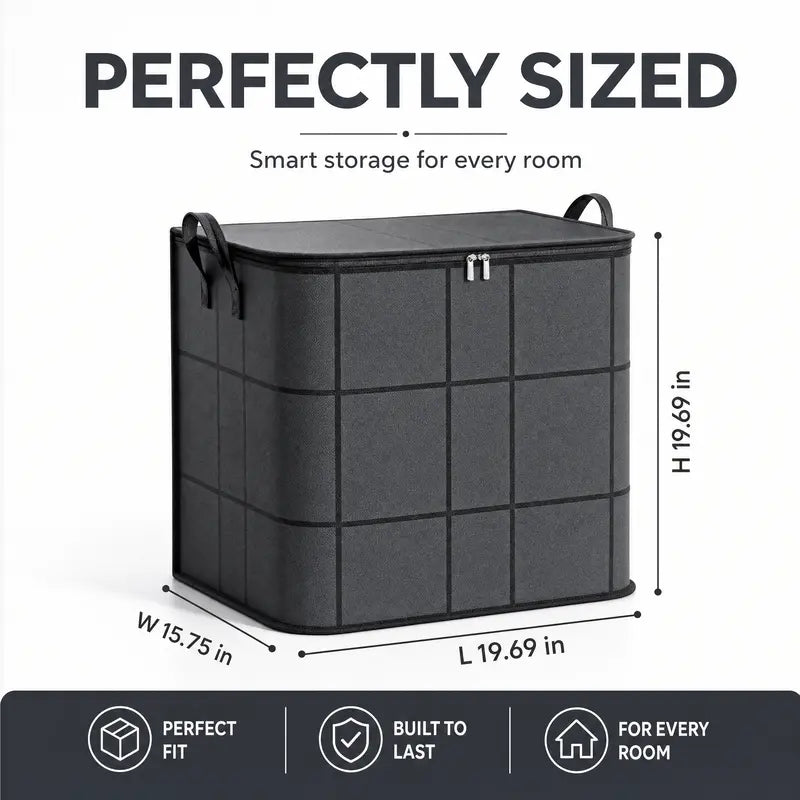 Spacious Moving Storage Bin, Zippered Organizer for Quilts, Bedding & Sweaters