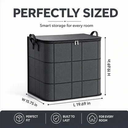Spacious Moving Storage Bin, Zippered Organizer for Quilts, Bedding & Sweaters