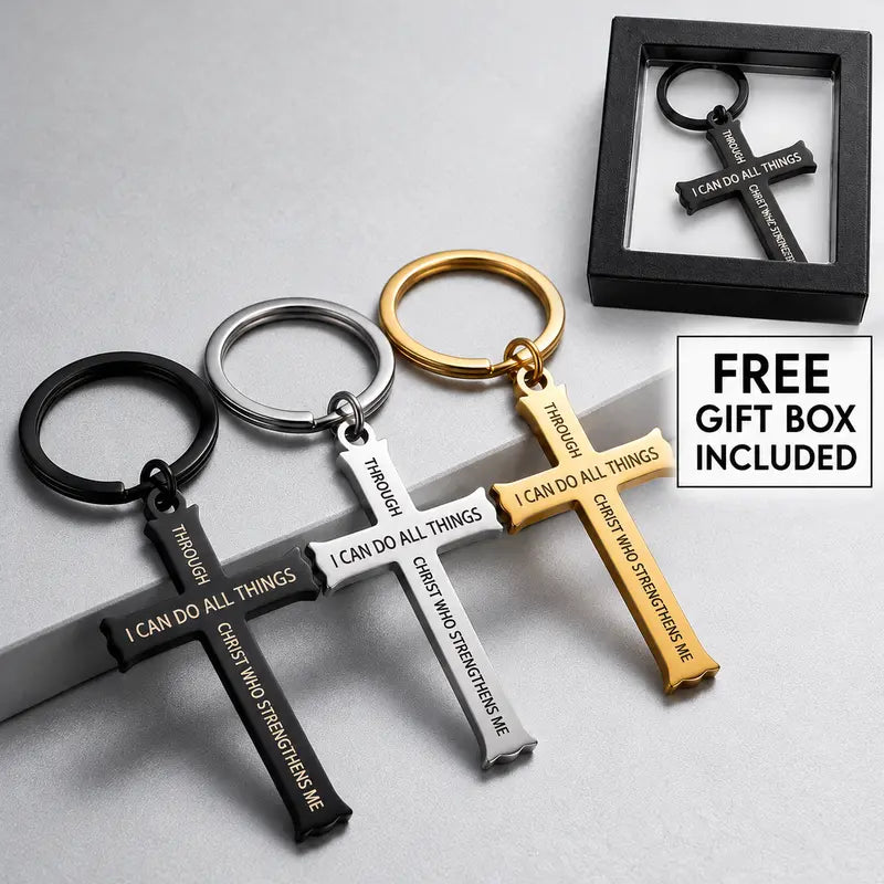 I Can Do All Things Cross Keychain - Christian Faith Gift