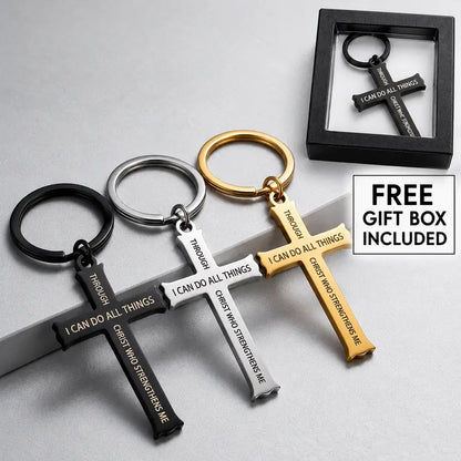 I Can Do All Things Cross Keychain - Christian Faith Gift
