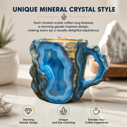 Natural Mineral Crystal Coffee Mug, Realistic 3D Mineral Crystal Coffee Mugs