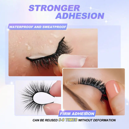 Self Adhesive Eyelashes Reusable Thick & Natural Style Lashes, Waterproof, Reusable, Glue-Free