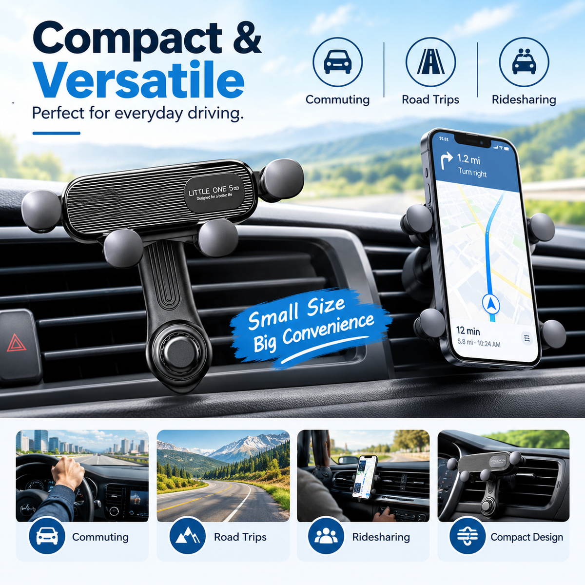 2Pcs Car Phone Holder ABS Car Vent Phone Mount Universal Gravity Link Air Vent Clip Design