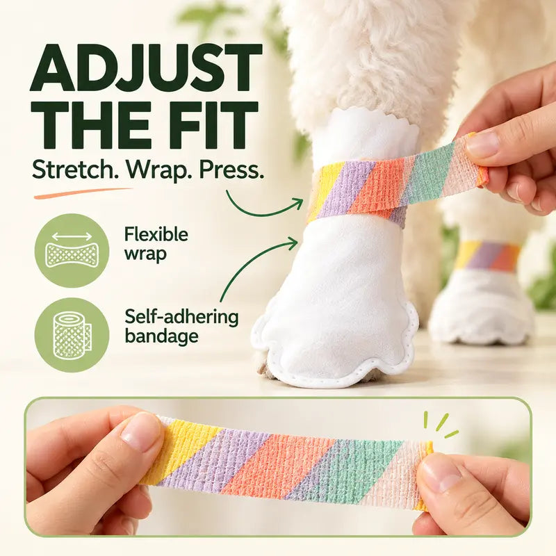 20/40/60Pcs Disposable Dog Boots,Paw Covers with Adjustable Self-Adhesive Bandage for Indoor & Outdoor Walks