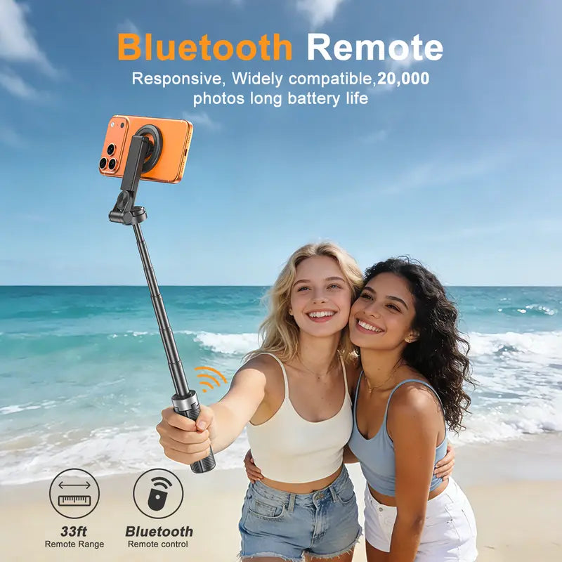 Upgraded 5-in-1 Magnetic Selfie Stick with 360° Rotatable Adjustable Magnetic Tripod Stand