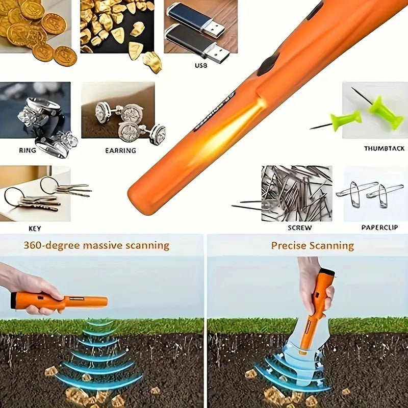 Handheld Metal Detector Pinpointer - 128°/360° Detection