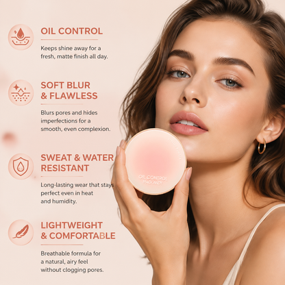 Matte Soft-Focus Oil-Control Pressed Powder – Natural, Long-Lasting, Waterproof, and Sweat-Resistant