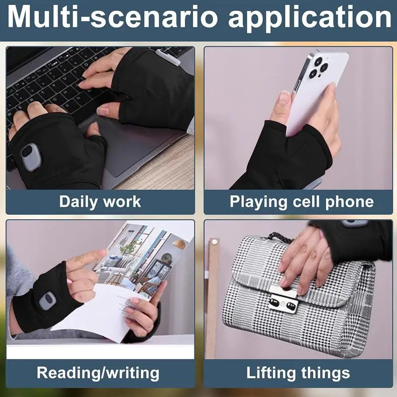 Unisex Rechargeable Fingerless Cut Heated Gloves 5s Heat Boost