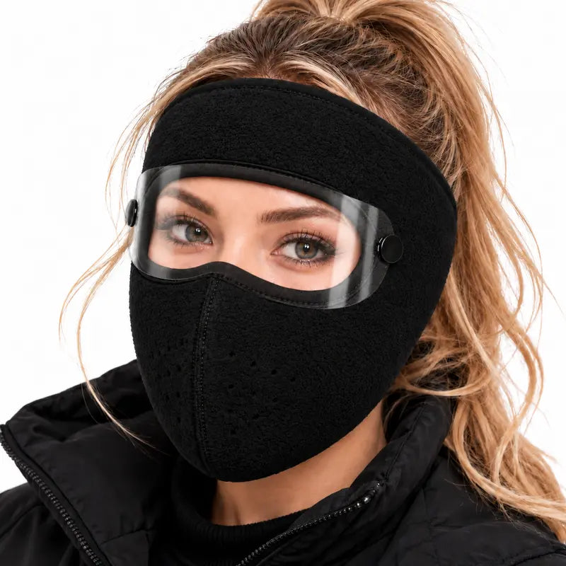 Winter Face Mask with Detachable Goggles, Windproof Thermal