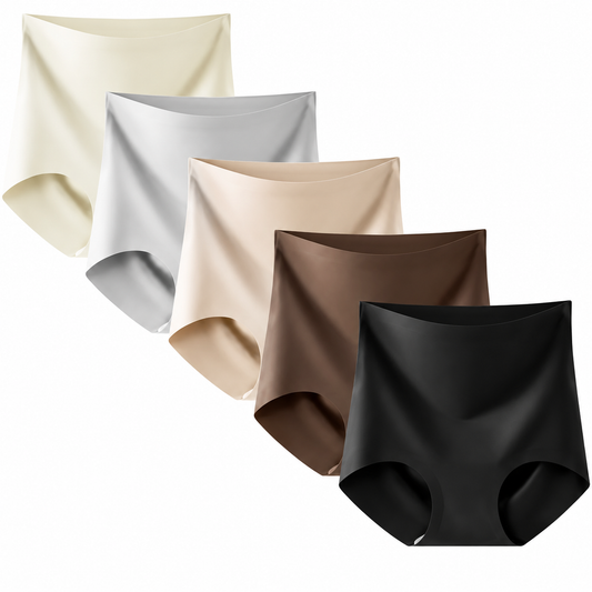 5Pcs Women's Classic Panties, 5-Pack Seamless High Waist Essential Underweare, Full Coverage No Show
