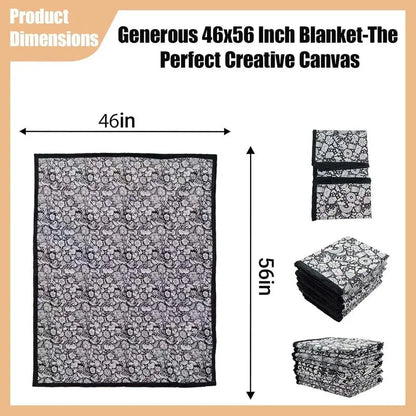 DIY Coloring Blanket with 24 Color Markers, Color Your Own Blankets