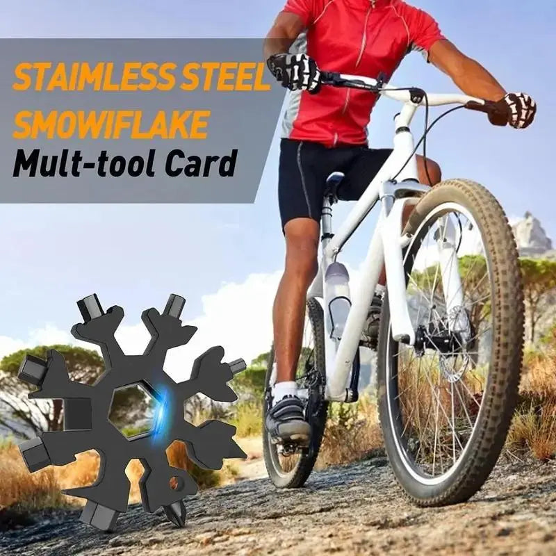4PCS 18-in-1 Snowflake Multi Tool, Stainless Steel Wrench with Screwdriver & Bottle Opener