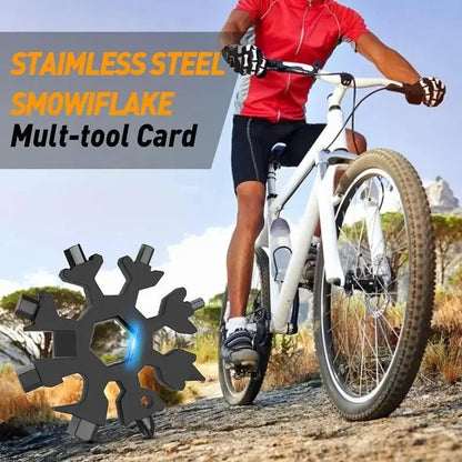 4PCS 18-in-1 Snowflake Multi Tool, Stainless Steel Wrench with Screwdriver & Bottle Opener