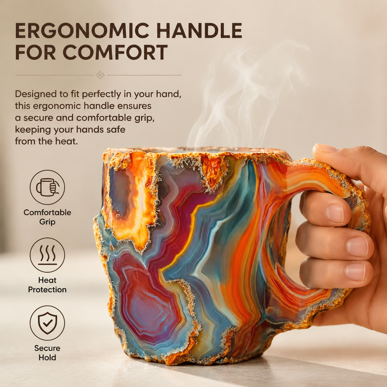 Natural Mineral Crystal Coffee Mug, Realistic 3D Mineral Crystal Coffee Mugs