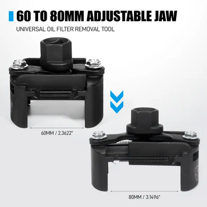 Auto Adjust 2-Jaw Oil Filter Removal Tool, 60-80mm 1/2" Drive Automotive Tool