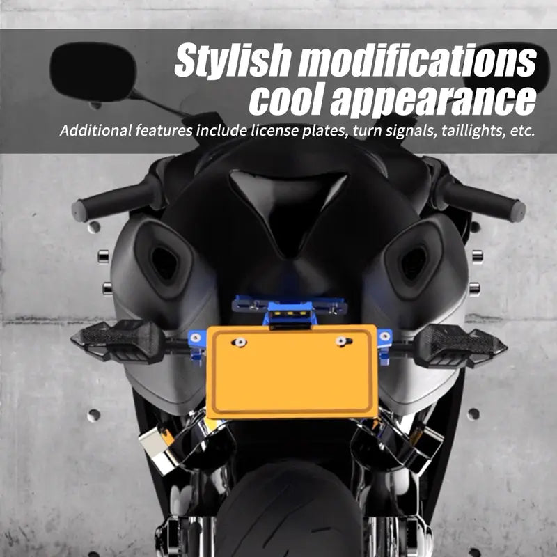 Universal Motorcycle License Plate Bracket with LED Light Aluminum