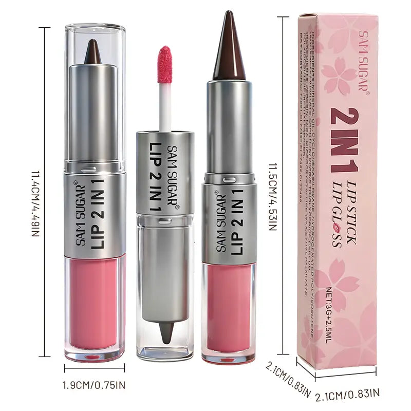 4Pcs/set Dual-Ended 2-in-1 Lip Gloss & Matte Lip Liner