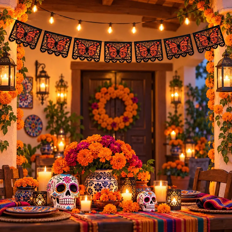 Monarch Butterfly Day of the Dead Banner 9.8FT