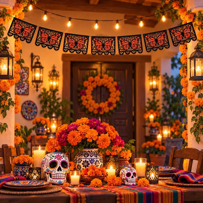 Monarch Butterfly Day of the Dead Banner 9.8FT