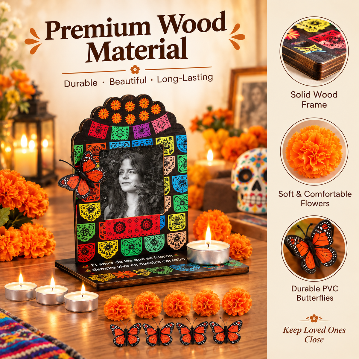 5Pcs Dia De Los Muertos Decorations Picture Frames Kit-Day of the Dead Ofrenda Altar