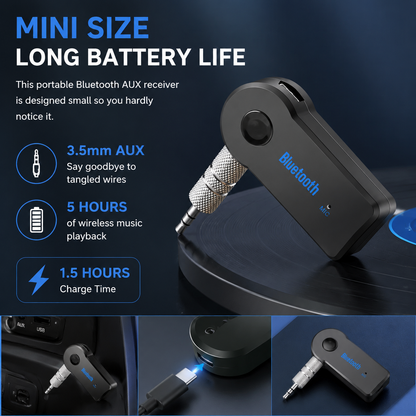 Bluetooth AUX Adapter for Car, Wireless Audio Receiver Portable Hands-Free Car Kits