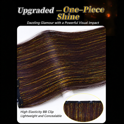 One-Piece Colored, Shimmering Lurex & Laser-Effect Highlight Hairpiece 3s Wear and Go for Party Daily Travel Birthday
