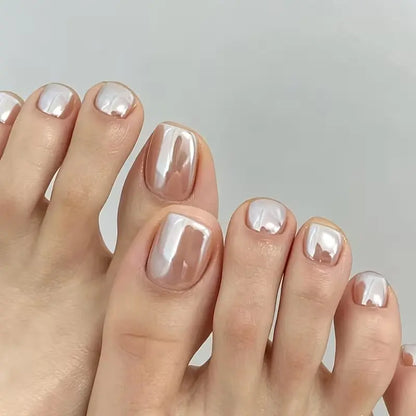 2PCS Milky Pearl White Nail Polish – Luxury Nude Chrome Finish Quick Dry