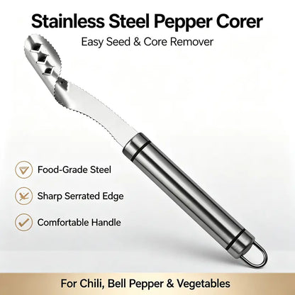 2PCS Stainless Steel Pepper Corer Seed Remover Tool