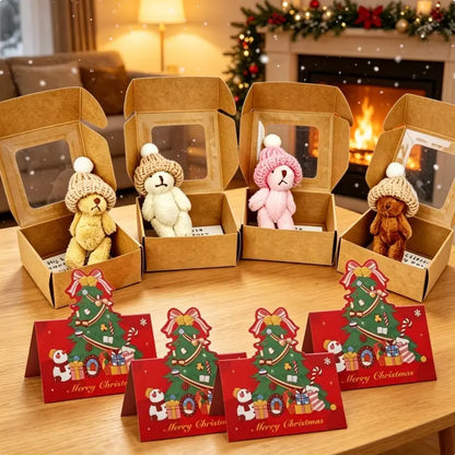 4 Pcs Handmade Little Pocket Bear Set,Anxiety Relief Plush Bear Hug, Thanksgiving Christmas New Year Birthday Gifts
