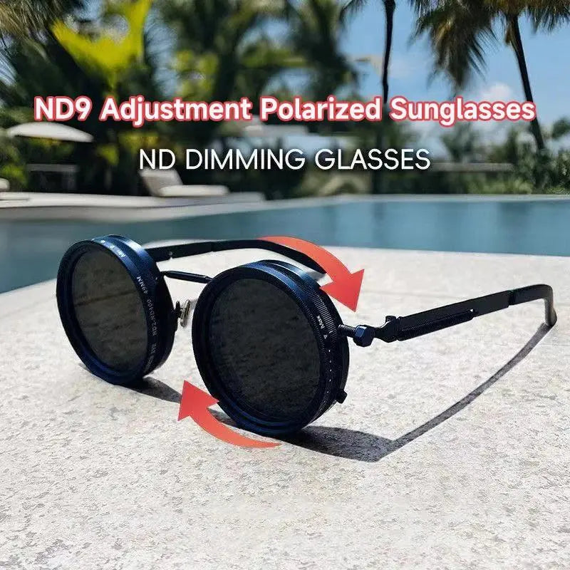 Adjustable Shades Glasses Tint Rounded Polarized Uv400 Lenses Nd Filter Sunglasses 1-9 Gears