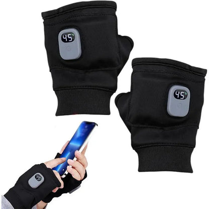 Unisex Rechargeable Fingerless Cut Heated Gloves 5s Heat Boost