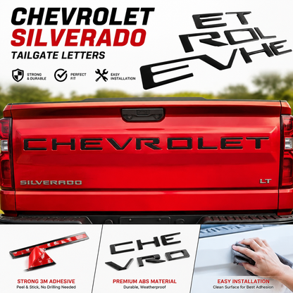 Tailgate Inserts Letters Compatible for 2019-2025 Sverado, 3D Raised & Strong Adhesive Decals Letters