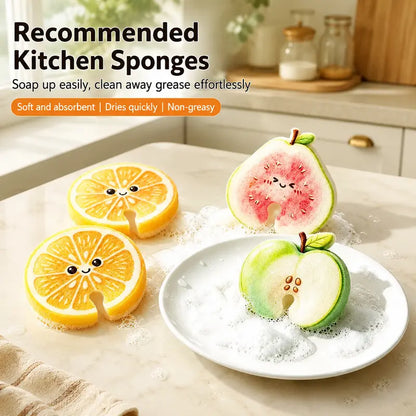 6PCS Compressed Cellulose Sponges - Fruit-Shaped Natural Pop-Up