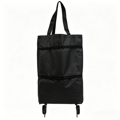 2-in-1 Foldable Shopping Cart: Waterproof Collapsible Grocery Trolley Bag