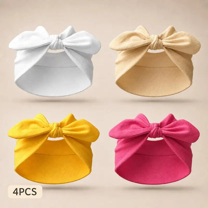 4PCS Women's Bow Embellishment Headbands Soft Non-Slip Elastic