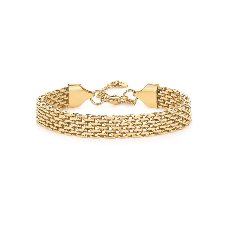 Plated Chunky Chain Adjustable Bracelet for Women | Stainless Steel Lightweight Trendy Chain Bracelet