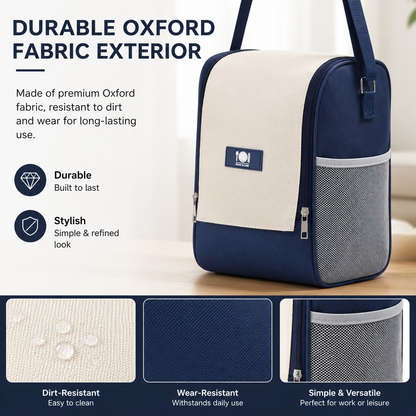 3 Layer Thermal Lunch Tote with Multi Pockets,Insulated Lunch Box Bag with Adjustable Shoulder Strap