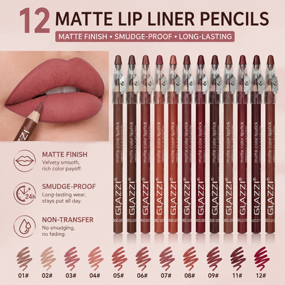 12PCS Lip Liner Pencils Set Pack for Shaping & Sculpting Lips with a Pencil Sharpener