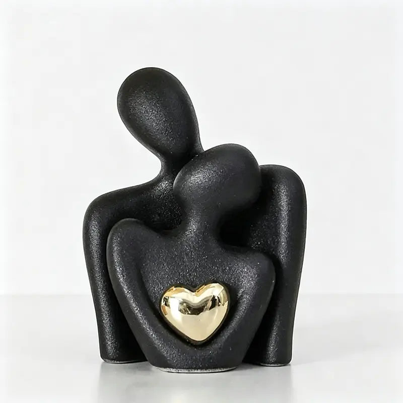 Abstract Couple Figurine Sculpture, Modern Embracing Couple Art Ornament